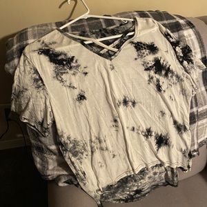 Black and white tie dye top